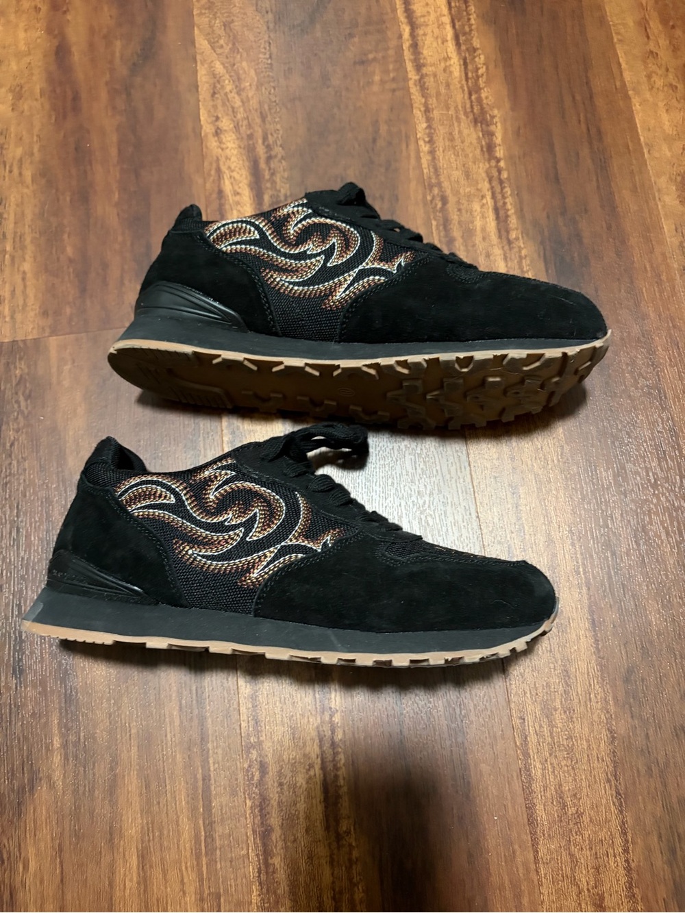 Women’s Ropers Black Suede Athletic Sneakers with Brown Accent